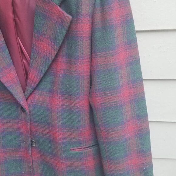Gorgeous! White Stag Vintage Oversize Plaid Wool Blazer Size 10 - Picture 8 of 10
